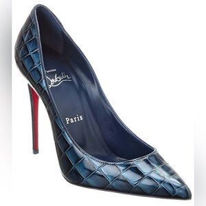 CHRISTIAN LOUBOUTIN ❤️ Kate Leather Croc-Embossed Pumps 100 Size 37,5